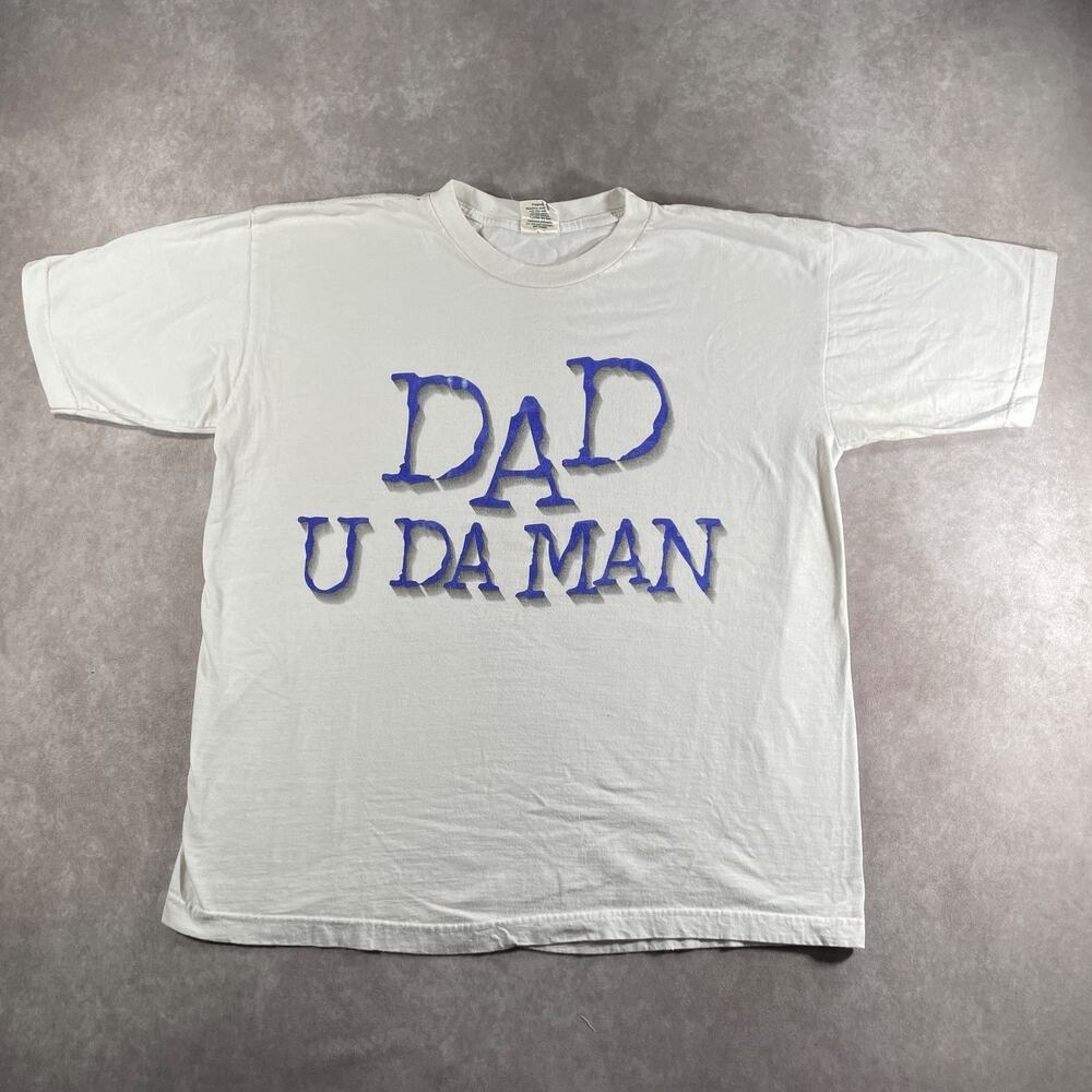 90s Vintage Dad U Da Man Grandpa T-Shirt Cotton White Men's Size XL Father's day